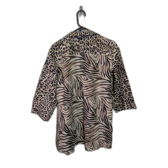 Animal Print Relaxed Fit Women's Collared Shirt Retro Y2K Safari Travel Sz L - Picture 3 of 4